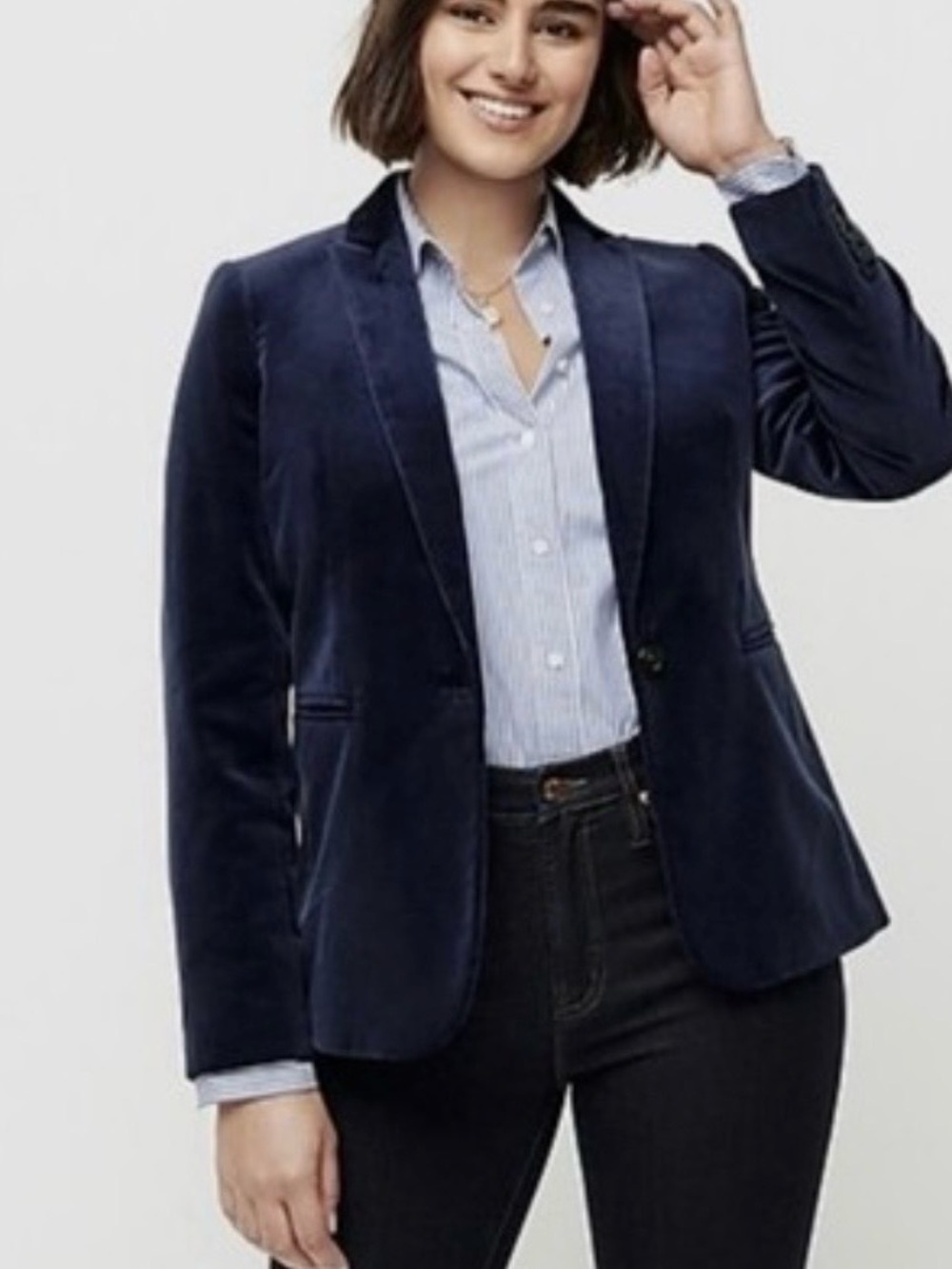 J.CREW Parke Velvet Blazer Blue Button Collared Lined Size 14T MSRP $220